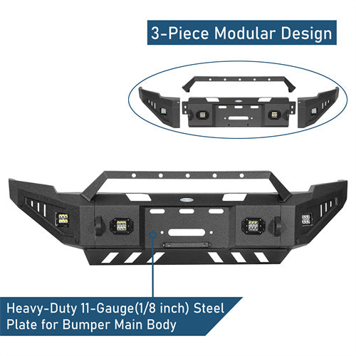 Full-Width Front Bumper w/ Winch Plate & LED Spotlights (10-18 Ram 2500) - LandShaker