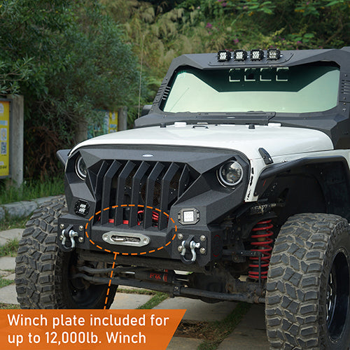 Mad Max Front Bumper & Rear Bumper w/Spare Tire Carrier for 2007-2018 Jeep Wrangler JK - LandShaker 4x4 LSG.2038+2015 8