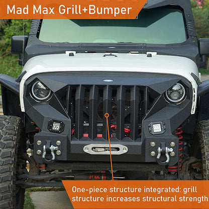 Mad Max Front Bumper & Rear Bumper w/2 Inch Hitch Receiver for 2007-2018 Jeep Wrangler JK - LandShaker 4x4 LSG.2038+2029 10