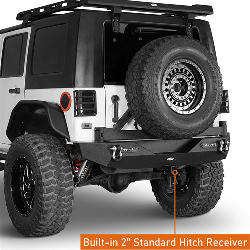 Mad Max Front Bumper & Rear Bumper w/2 Inch Hitch Receiver for 2007-2018 Jeep Wrangler JK - LandShaker 4x4 LSG.2038+2029 16