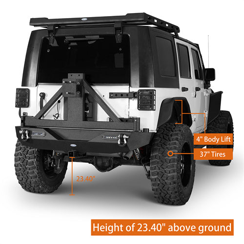 Mad Max Front Bumper & Rear Bumper w/2 Inch Hitch Receiver for 2007-2018 Jeep Wrangler JK - LandShaker 4x4 LSG.2038+2029 19