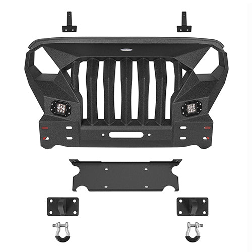 Mad Max Front Bumper & Rear Bumper w/2 Inch Hitch Receiver for 2007-2018 Jeep Wrangler JK - LandShaker 4x4 LSG.2038+2029 24