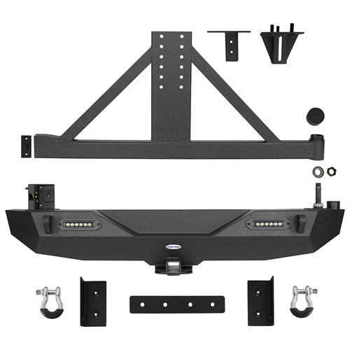 Mad Max Front Bumper & Rear Bumper w/2 Inch Hitch Receiver for 2007-2018 Jeep Wrangler JK - LandShaker 4x4 LSG.2038+2029 28