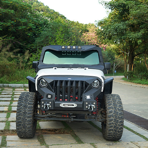 Mad Max Front Bumper & Rear Bumper w/2 Inch Hitch Receiver for 2007-2018 Jeep Wrangler JK - LandShaker 4x4 LSG.2038+2029 4