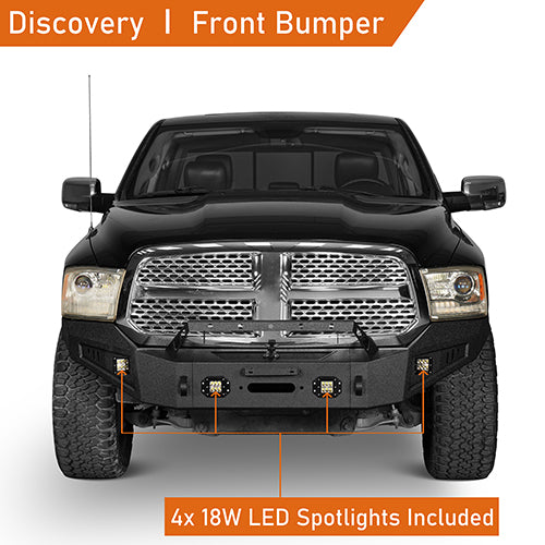 Front Bumper / Rear Bumper / Roof Rack Luggage Carrier for 2013-2018 Dodge Ram 1500 Crew Cab & Quad Cab,Excluding Rebel - LandShaker 4x4 LSG.6001+6005+6004 12