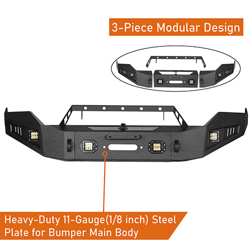 Front Bumper / Rear Bumper / Roof Rack Luggage Carrier for 2013-2018 Dodge Ram 1500 Crew Cab & Quad Cab,Excluding Rebel - LandShaker 4x4 LSG.6001+6005+6004 16