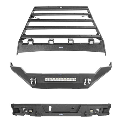 Front Bumper / Rear Bumper / Roof Rack Luggage Carrier for 2013-2018 Dodge Ram 1500 Crew Cab & Quad Cab,Excluding Rebel - LandShaker 4x4 LSG.6000+6005+6004 2