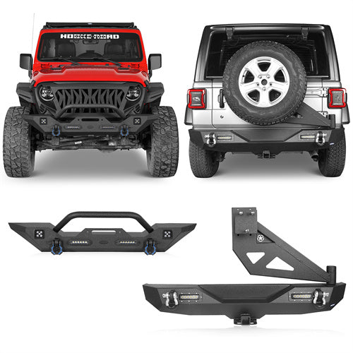 Front Bumper & Rear Bumper w/Tire Carrier(18-25 Jeep Wrangler JL)-LandShaker