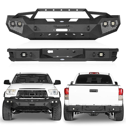 Front Bumper w/Hoop & Rear Bumper for 2007-2013 Toyota Tundra - LandShaker 4x4 LSG.5200+5201 1