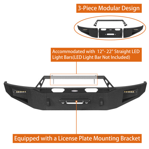 LandShaker Front Bumper w/ Winch Plate for 2019-2023 Ford Ranger lsg8801 8