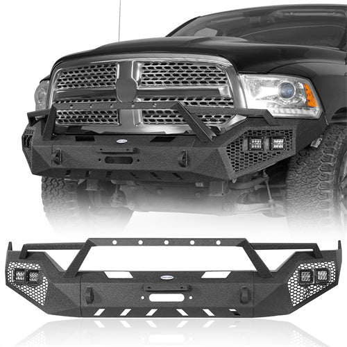 LandShaker Front Bumper w/ Winch Plate & Grill Guard for 2013-2018 Ram 1500, Excluding Rebel lsg6020s 1