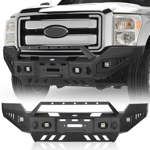 LandShaker Front Bumper w/ Winch Plate & LED Spotlights for 2011-2016 Ford F-250 lsg8525 1