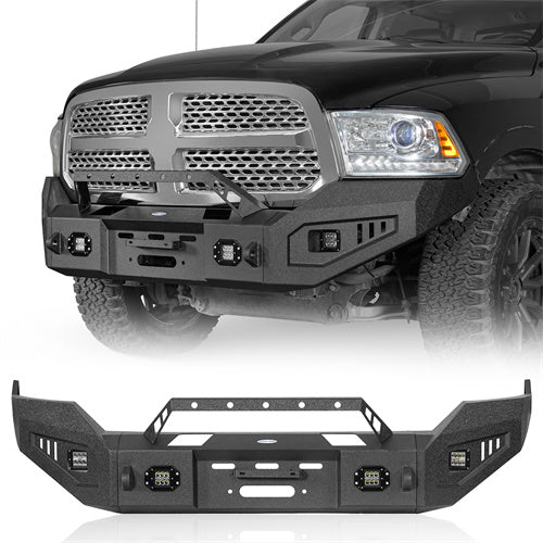 LandShaker Front Bumper w/ Winch Plate & LED Spotlights for 2013-2018 Ram 1500, Excluding Rebel lsg6024s 1