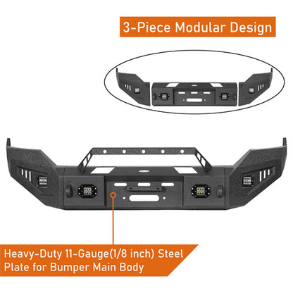 LandShaker Front Bumper w/ Winch Plate & LED Spotlights for 2013-2018 Ram 1500, Excluding Rebel lsg6024s 8