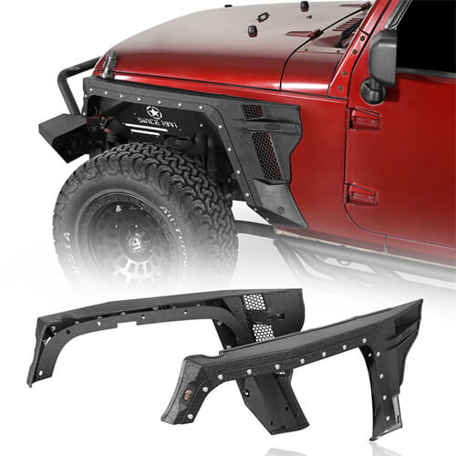 Bulwark Front Fender Flares w/Turn Signal Lights For 2007-2018 Jeep Wrangler JK - LandShaker-lsg2103-1