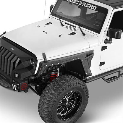 Bulwark Front Fender Flares w/Turn Signal Lights For 2007-2018 Jeep Wrangler JK - LandShaker-lsg2103-2