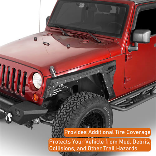 Bulwark Front Fender Flares w/Turn Signal Lights For 2007-2018 Jeep Wrangler JK - LandShaker-lsg2103-5