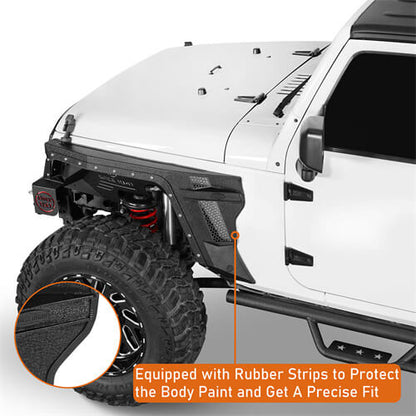 Bulwark Front Fender Flares w/Turn Signal Lights For 2007-2018 Jeep Wrangler JK - LandShaker-lsg2103-8