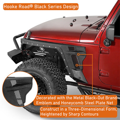 Bulwark Front Fender Flares w/Turn Signal Lights For 2007-2018 Jeep Wrangler JK - LandShaker-lsg2103-9