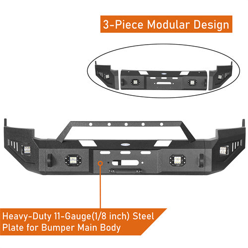 LandShaker Front Full-Width Bumper w/ Winch Plate & 4 LED Spotlights for 2009-2012 Ram 1500 lsg6202 12