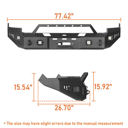 LandShaker Front Full-Width Bumper w/ Winch Plate & 4 LED Spotlights for 2009-2012 Ram 1500 lsg6202 6