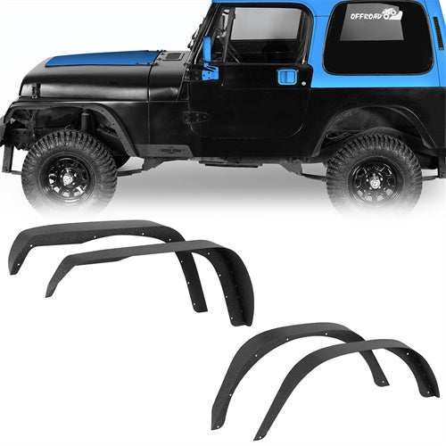 Slim Flat Front & Rear Fender Flares Kit For Jeep Wrangler YJ 1987-1995 - LandShaker4x4