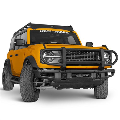 Full Grille Guard Front Brush Guard w/ Steel Modular Bumper For 2021-2025 Ford Bronco (Excluding Raptor) - LandShaker4x4