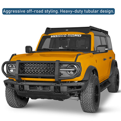 Full Grille Guard Front Brush Guard w/ Steel Modular Bumper For 2021-2025 Ford Bronco (Excluding Raptor) - LandShaker4x4