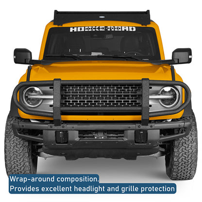 Full Grille Guard Front Brush Guard w/ Steel Modular Bumper For 2021-2025 Ford Bronco (Excluding Raptor) - LandShaker4x4