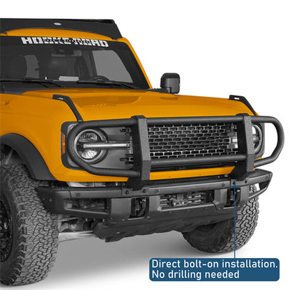 Full Grille Guard Front Brush Guard w/ Steel Modular Bumper For 2021-2025 Ford Bronco (Excluding Raptor) - LandShaker4x4