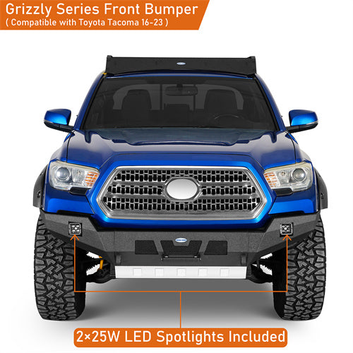 Car Bumper Full-Width Front Bumper w/ LED Lights For 2016-2023 Toyota Tacoma 3rd Gen - Ultralisk4x4 - LandShaker4x4