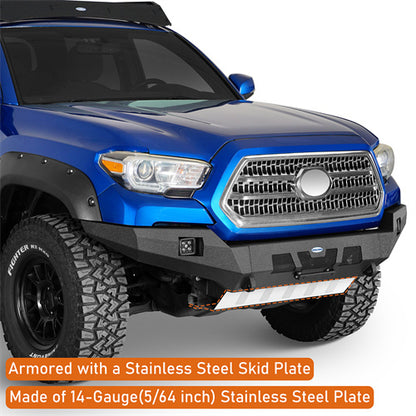 Car Bumper Full-Width Front Bumper w/ LED Lights For 2016-2023 Toyota Tacoma 3rd Gen - Ultralisk4x4 - LandShaker4x4