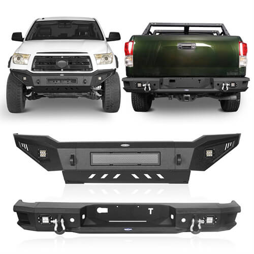 Full Width Front Bumper w/Skid Plate & Rear Bumper for 2007-2013 Toyota Tundra - LandShaker 4x4 l52015204s 1