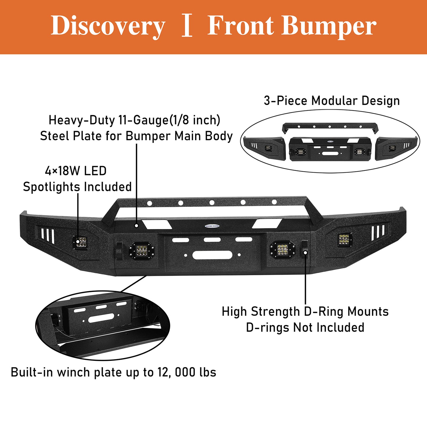 Full Width Front Bumper w/Winch Plate & Rear Bumper for 2007-2013 Toyota Tundra - LandShaker 4x4 LSG.5205A&LSG.5205B&LSG.5206 12