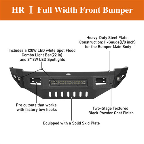 LandShaker Full Width Front Bumper w/ 120W LED Light Bar for 2010-2018 Ram 2500 lsg6402 9