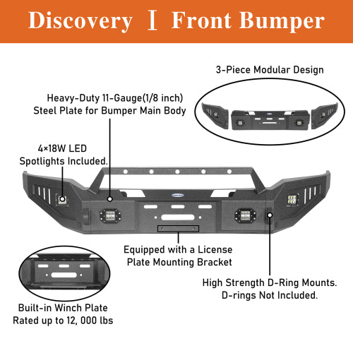 LandShaker Full-Width Front Bumper w/ Winch Plate for 2018-2020 Ford F-150, Excluding Raptor lsg8255 11