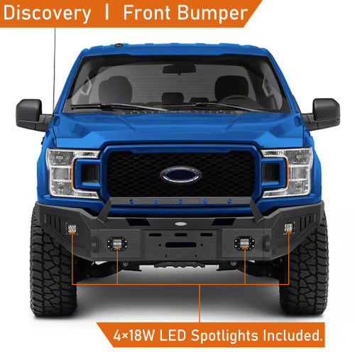 LandShaker Full-Width Front Bumper w/ Winch Plate for 2018-2020 Ford F-150, Excluding Raptor lsg8255 8