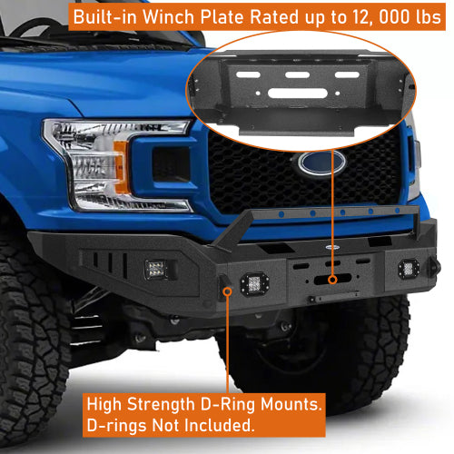 LandShaker Full-Width Front Bumper w/ Winch Plate for 2018-2020 Ford F-150, Excluding Raptor lsg8255 9