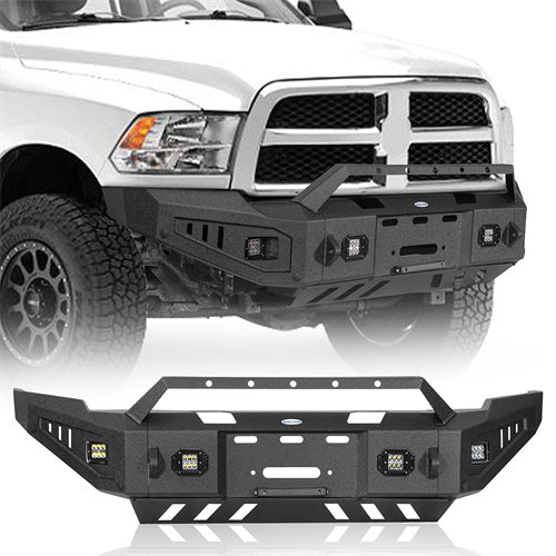 LandShaker Full-Width Front Bumper w/ Winch Plate & LED Spotlights for 2010-2018 Ram 2500 lsg6404  1