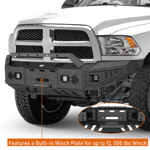 LandShaker Full-Width Front Bumper w/ Winch Plate & LED Spotlights for 2010-2018 Ram 2500 lsg6404  11