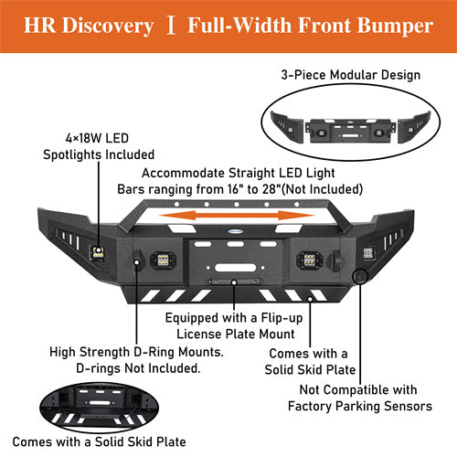 LandShaker Full-Width Front Bumper w/ Winch Plate & LED Spotlights for 2010-2018 Ram 2500 lsg6404 12