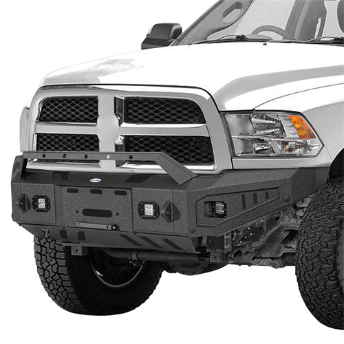 LandShaker Full-Width Front Bumper w/ Winch Plate & LED Spotlights for 2010-2018 Ram 2500 lsg6404  3