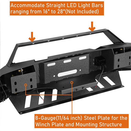 LandShaker Full-Width Front Bumper w/ Winch Plate & LED Spotlights for 2010-2018 Ram 2500 lsg6404  8