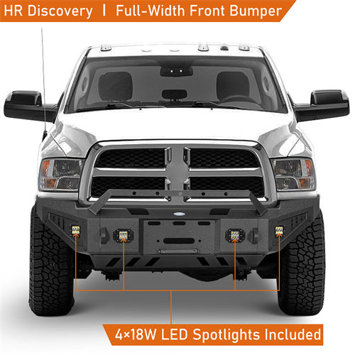 LandShaker Full-Width Front Bumper w/ Winch Plate & LED Spotlights for 2010-2018 Ram 2500 lsg6404  9