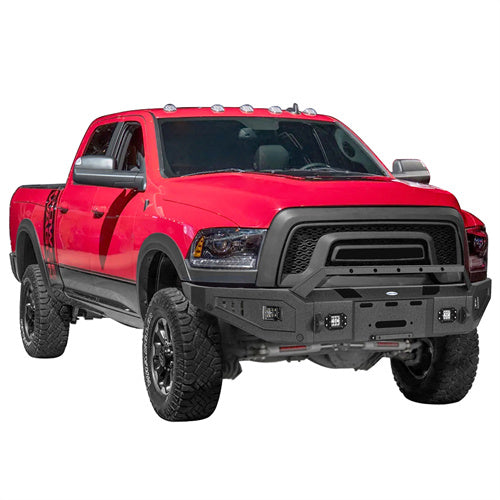 LandShaker Full Width Front Bumper w/ Winch Plate & LED Spotlights for 2015-2018 Ram 1500 Rebel lsg6012 3