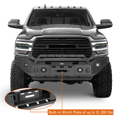 LandShaker Full Width Front Bumper w/ Winch Plate & LED Spotlights for 2019-2023 Ram 2500 lsg6305ab 10