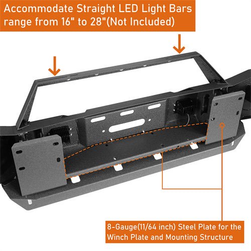 LandShaker Full Width Front Bumper w/ Winch Plate & LED Spotlights for 2019-2023 Ram 2500 lsg6305ab 12