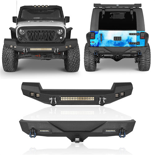 Climber Full width Front Bumper & Different Trail Rear Bumper Combo(07-18 Jeep Wrangler JK JKU)-LandShaker 4x4