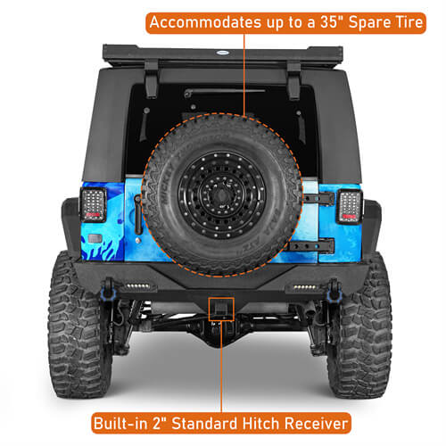 Jeep Accessories Rear Bumper w/ white LED spotlights For 2007-2018 Jeep Wrangler JK - LandShaker4x4