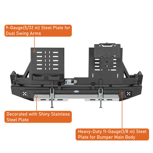 KarooCargo Rear Bumper w/ 5.3-Gallon Jerry Can Holder For 2010-2024 Toyota 4Runner - LandShaker-lsg9811-11